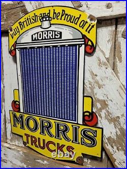 Vintage Morris Trucks Porcelain Sign Old British Automobile Display Petroliana