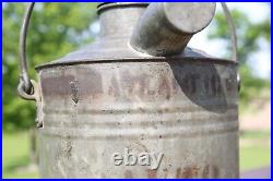 Vintage Motor oil 5 gallon can Atlantic auto gas station early galvanized