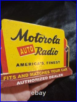 Vintage Motorola Auto Radio America's Finest Authorized Dealer Porcelain Sign