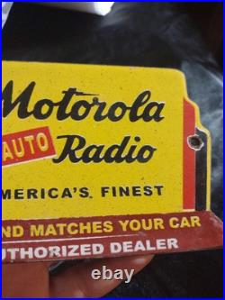 Vintage Motorola Auto Radio America's Finest Authorized Dealer Porcelain Sign