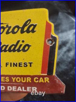 Vintage Motorola Auto Radio America's Finest Authorized Dealer Porcelain Sign