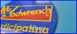 Vintage Mr Goodwrench Porcelain Gas Automobiles Trucks Gm Dealer Pump Plate Sign