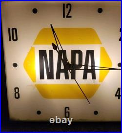 Vintage NAPA Auto Lighted Pam Wall Clock, Advertising, 15 X 15, Works