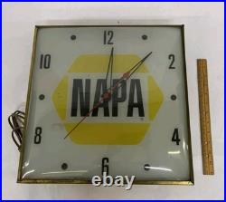 Vintage NAPA Auto Lighted Pam Wall Clock, Advertising, 15 X 15, Works