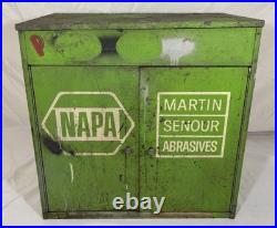 Vintage NAPA Martin Senour Abrasives Advertising Garage Car Shop Metal Cabinet