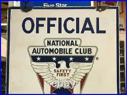 Vintage NATIONAL AUTOMOBILE CLUB SERVICE UNIT Sign w HANGER Gas Oil PORCELAIN