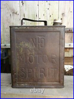 Vintage NFO Motor Spirit 2 Gallon Petrol Can Automobilia Collectable RARE 1926