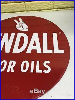 Vintage NOS Kendall Oil Sign Round 24 Red Car Repair Shop Advertising Gas Oil