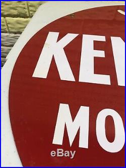 Vintage NOS Kendall Oil Sign Round 24 Red Car Repair Shop Advertising Gas Oil