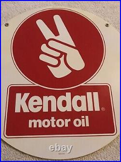 Vintage NOS Kendall Oil Sign Round 24 White Red Advertising Gas Oil Car Garage