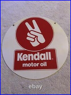 Vintage NOS Kendall Oil Sign Round 24 White Red Advertising Gas Oil Car Garage