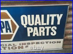 Vintage Napa Auto Parts Metal Sign Inspection Gas Station Oil 20x36 Inch VTG