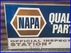 Vintage Napa Auto Parts Metal Sign Inspection Gas Station Oil 20x36 Inch VTG