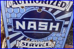 Vintage Nash Double Sided Porcelain Dealership Sign Gas Oil Advertising Car