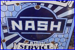 Vintage Nash Double Sided Porcelain Dealership Sign Gas Oil Advertising Car