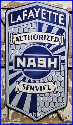 Vintage Nash Porcelain Sign 42 Lafayette Automobile Dealer Service Car Sales