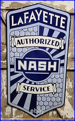 Vintage Nash Porcelain Sign 42 Lafayette Automobile Dealer Service Car Sales