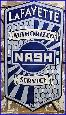 Vintage Nash Porcelain Sign 42 Lafayette Automobile Dealer Service Car Sales