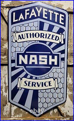 Vintage Nash Porcelain Sign 42 Lafayette Automobile Dealer Service Car Sales