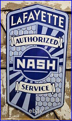 Vintage Nash Porcelain Sign 42 Lafayette Automobile Dealer Service Car Sales