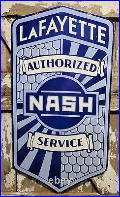 Vintage Nash Porcelain Sign 42 Lafayette Automobile Dealer Service Car Sales