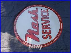 Vintage Nash Service Car & Truck Dealer 30 Porcelain Metal Gasoline Oil Sign
