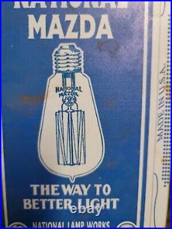 Vintage National Mazda Sign Tin Metal Automobile Headlight Bulb Lamp Gas Service