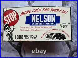 Vintage Nelson Chevrolet Dealer Sales Porcelain Sign Car Gas Truck Oil 10×5