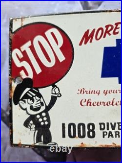 Vintage Nelson Chevrolet Dealer Sales Porcelain Sign Car Gas Truck Oil 10×5