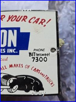 Vintage Nelson Chevrolet Dealer Sales Porcelain Sign Car Gas Truck Oil 10×5