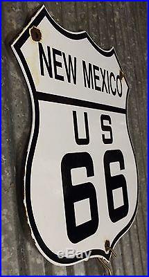 Vintage New Mexico Route NM US 66 Highway motor car porcelain road sign