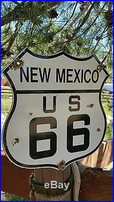 Vintage New Mexico Route u. S. 66 Highway Motor Car porcelain road sign