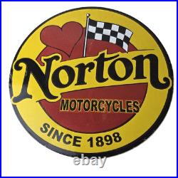 Vintage Norton Motorcycles Sign Porcelain Automobiles Mechanic Gas Pump Sign