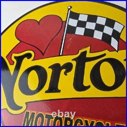 Vintage Norton Motorcycles Sign Porcelain Automobiles Mechanic Gas Pump Sign