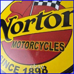 Vintage Norton Motorcycles Sign Porcelain Automobiles Mechanic Gas Pump Sign
