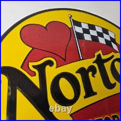 Vintage Norton Motorcycles Sign Porcelain Automobiles Mechanic Gas Pump Sign