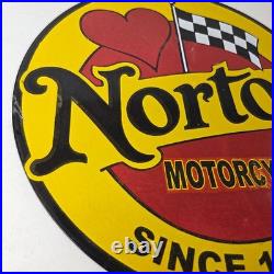 Vintage Norton Motorcycles Sign Porcelain Automobiles Mechanic Gas Pump Sign