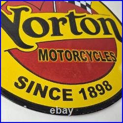 Vintage Norton Motorcycles Sign Porcelain Automobiles Mechanic Gas Pump Sign