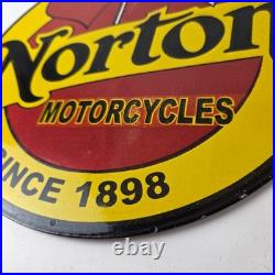 Vintage Norton Motorcycles Sign Porcelain Automobiles Mechanic Gas Pump Sign