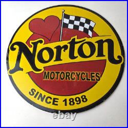 Vintage Norton Motorcycles Sign Porcelain Automobiles Mechanic Gas Pump Sign