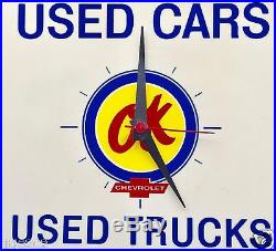 Vintage OK Used Car Used Truck Sign Clock 1960-70's Chevrolet Dealer