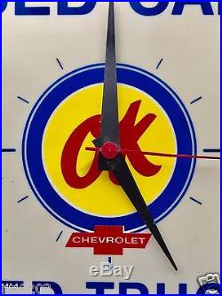 Vintage OK Used Car Used Truck Sign Clock 1960-70's Chevrolet Dealer