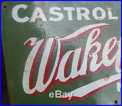 Vintage OLD ENAMEL CASTROL SIGN ADVERTISING Oil EXTREMELY RARE Motor CAR GARAGE