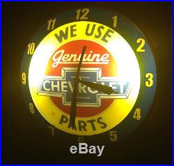 Vintage ORIGINAL WE USE GENUINE CHEVROLET PARTS Advertising Clock