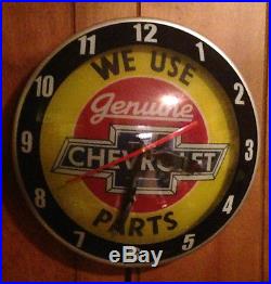 Vintage ORIGINAL WE USE GENUINE CHEVROLET PARTS Advertising Clock