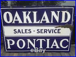 Vintage Oakland Pontiac Double Sided Porcelain Dealership Sign