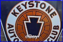 Vintage Official Garage Keystone Automobile Club Double Sided Porcelain Sign