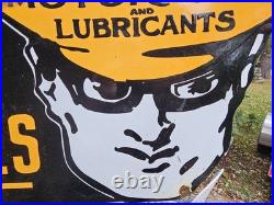 Vintage Oilzum Auto Supplies Porcelain Enamel Sign 30 X 17 Inches