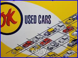Vintage Ok Used Cars Porcelain Sign 30 Chevrolet Dealership Chevy Truck Auto