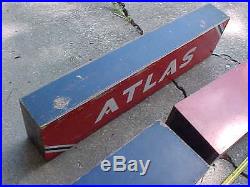 Vintage Old ATLAS Tire Advertising Car Truck Wood Display Gas Station Sign Stand